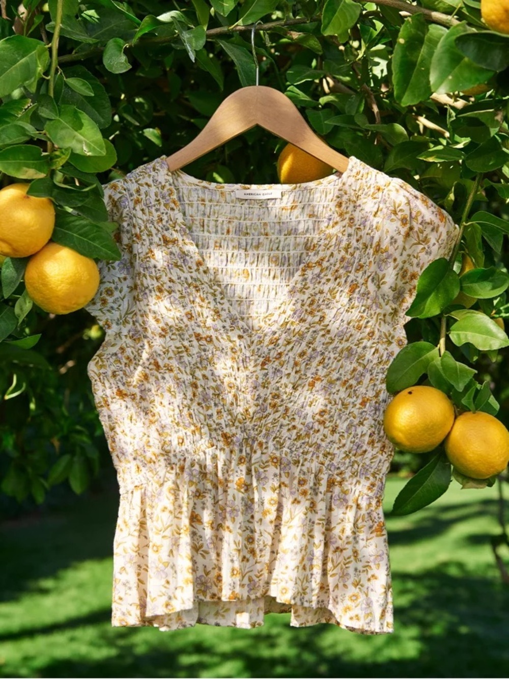 American Eagle Outfitters | Cotton Smocked Blouse | Size Small